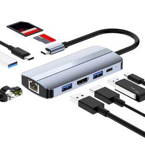 Shoppo Marte BYL-2206 9 in 1 USB-C / Type-C to USB Multifunctional Docking Station HUB Adapter