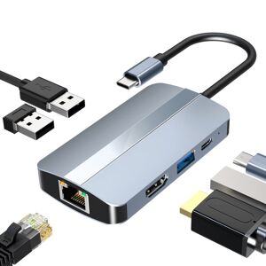 Shoppo Marte BYL-2203 6 in 1 USB-C / Type-C to USB Multifunctional Docking Station HUB Adapter