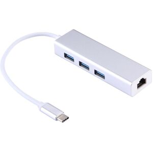 Shoppo Marte Aluminum Shell 3 USB3.0 Ports HUB + USB-C / Type-C Gigabit Ethernet Adapter