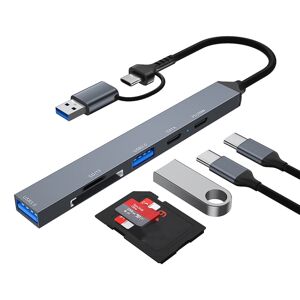Shoppo Marte ADS-807D 6 in 1 USB + Type-C to PD100W + USB3.0/2.0 + SD/TF HUB Docking Station(Space Grey)