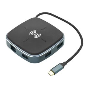 Shoppo Marte AY95 9 In 1 TYPE-C/USB-C HUB Extended Dock Wireless Fast Charging Concentrator(Black)