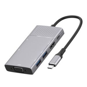 Shoppo Marte 8 in 1 Type-C to HDMI + Type-C + USB x 2 + VGA + SD + TF + 3.5mm HUB Adapter
