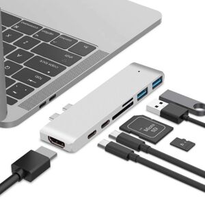 Shoppo Marte 7 In 1 100W USB 3.1 To 20VPD+Card Reader Data+HUB+HDMI 4K Converter(Silver)
