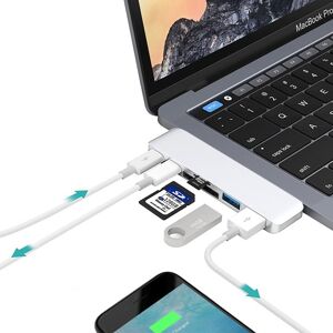 Shoppo Marte 6 in 1 Multi-function Aluminium Alloy 5Gbps Transfer Rate Dual USB-C / Type-C HUB Adapter with 2 USB 3.0 Ports & 2 USB-C / Type-C Ports & SD Card Slot