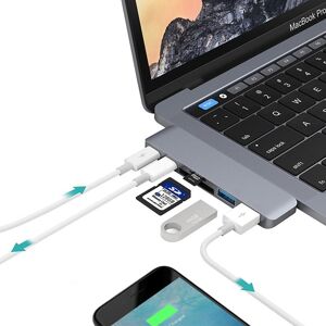 Shoppo Marte 6 in 1 Multi-function Aluminium Alloy 5Gbps Transfer Rate Dual USB-C / Type-C HUB Adapter with 2 USB 3.0 Ports & 2 USB-C / Type-C Ports & SD Card Slot