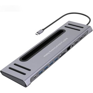 Shoppo Marte 12-in-1 Type-C to PD+HDMI x 2+3.5mm+RJ45+SD/TF+USB3.0x4+Type-C HUB Docking Station