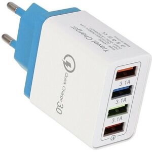 High Discount QC3.0 4-Port USB-opladningsadapter USB vægopladningsadapter - grå amerikansk stik