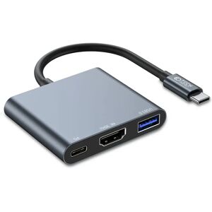 Tech-Protect V1 3in1 USB-C Multiport Hub - USB-A / USB-C / HDMI - Grå