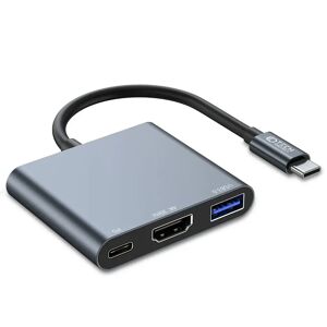 Tech-Protect V1 3in1 USB-C Multiport Hub - USB-A / USB-C / HDMI - Grå