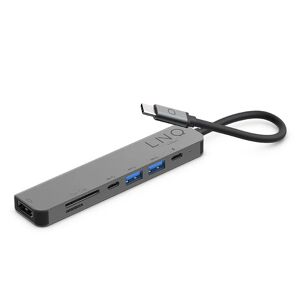 LINQ byELEMENTS 7in1 USB-C Multiport Hub - HDMI / USB-C PD / USB-A / SD&TF Kortlæser - Space Grey