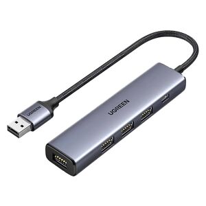 UGREEN 5-in-1 USB-A Adapter - 4 x USB3.0 + 1 x USB-C Input - Grå