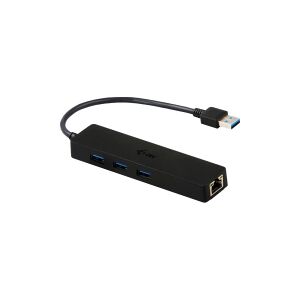 i-Tec USB 3.0 Slim HUB 3 Port + Gigabit Ethernet Adapter - Hub - 3 x SuperSpeed USB 3.0 + 1 x 10/100/1000 - desktop