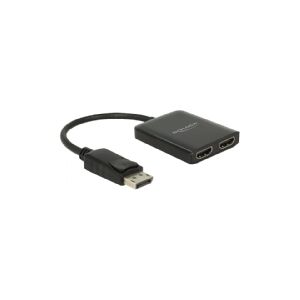 Delock Displayport 1.2 Splitter 1 x Displayport in > 2 x HDMI out 4K 30 Hz - Video-/audiosplitter - 2 x HDMI - desktop