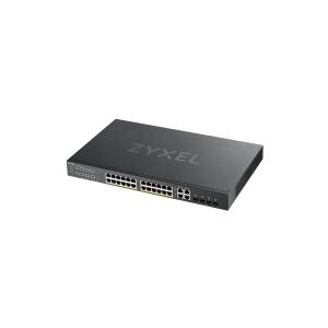ZyXEL Communications Zyxel GS1920-24HPv2 - Switch - smart - 24 x 10/100/1000 (PoE+) + 4 x combo Gigabit SFP + 4 x 10/100/1000 - monterbar på stativ - PoE+ (375 W)