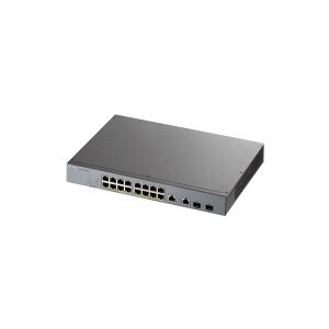 ZyXEL Communications Zyxel GS1350-18HP - Switch - smart - 16 x 10/100/1000 (PoE+) + 2 x kombi Gigabit Ethernet/Gigabit SFP - desktop - PoE+ (250 W)