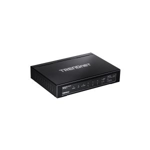 TRENDnet TPE TG611 - Switch - 4 x 10/100/1000 (PoE+) + 1 x 10/100/1000 (uplink) + 1 x Gigabit SFP - desktop - PoE+ (65 W) - TAA-kompatibel