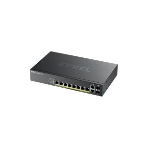 ZyXEL Communications Zyxel GS2220-10HP - Switch - Administreret - 8 x 10/100/1000 (PoE+) + 2 x combo Gigabit SFP - monterbar på stativ, væg-monterbar - PoE+ (180 W)