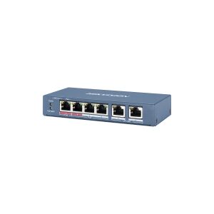 HIK VISION Hikvision DS-3E0106HP-E - Switch - ikke administreret - 1 x 10/100 (High PoE) + 3 x 10/100 (PoE+) + 2 x 10/100 - desktop - High PoE / PoE+ (60 W) - DC strøm