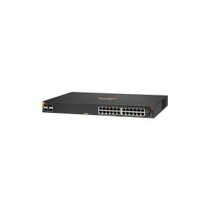 HPE Aruba 6100 24G Class4 PoE 4SFP+ - Switch - Administreret - 24 x 10/100/1000 (PoE+) + 4 x 1 Gigabit / 10 Gigabit SFP+ - side til side-luftstrøm - monterbar på stativ - PoE+ (370 W)