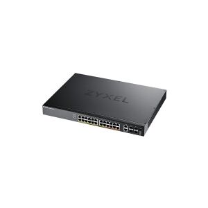 ZyXEL Communications Zyxel XGS2220 Series XGS2220-30HP - Switch - 24-port GbE L3 adgang, NebulaFLEX Cloud, med 6 10G uplink - Administreret - 16 x 10/100/1000 (PoE+) + 8 x 10/100/1000 (PoE++) + 2 x 1/2.5/5/10 (PoE++) + 4 x 10 Gigabit SFP+ - desktop, monte