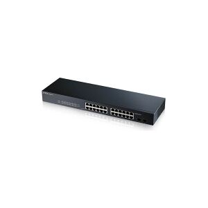 ZyXEL Communications Zyxel GS1900-24 - Switch - smart - 24 x 10/100/1000 + 2 x Gigabit SFP (uplink) - desktop, monterbar på stativ