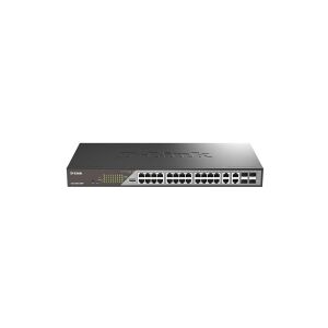 D-Link Systems D-Link DSS 200G-28MP - Switch - Administreret - 24 x 10/100/1000 (PoE) + 4 x combo 1000Base-T - monterbar på stativ - PoE (370 W)