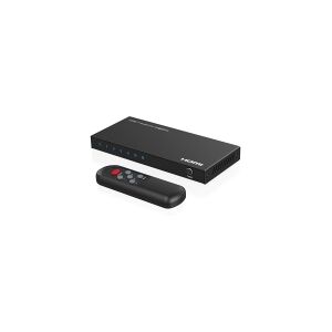 Microconnect MC-HDMISWITCH0401-4K, Micro-USB, Metal, Sort, 60 Hz, 3840 x 2160, 18 Gbit/sek.