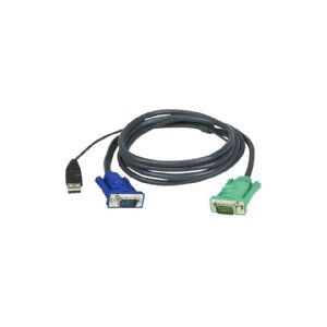 ATEN Technology ATEN 2L-5202U - Kabel til tastatur / video / mus (KVM) - USB, HD-15 (VGA) (han) til USB, HD-15 (VGA) (han) - 1.8 m - for KVM on the NET CS1708, CS1716  Master View max CS-1716  MasterView USB KVM Switch CS-1708