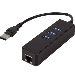 Logilink Usb 3.0 Hub - 1xrj45 + 3 X Usb 3.0 - Sort