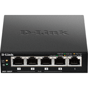 D-Link - 5 Ports Netværks Poe+ Switch - 10/100/1000 Mbps