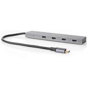 Nedis Usb-C Hub - 4x Usb-C - Grå