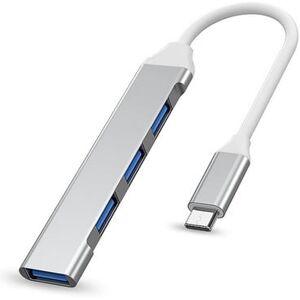 Usb-C Hub Til 4 X Usb - Aluminium - Sølv