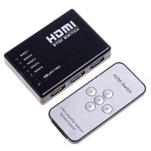 Tech of sweden HDMI-switch med fjernbetjening 5-vejs med IR-øje Black