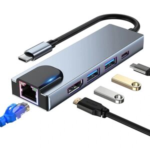 AIZHENCHEN USB-C Hub Multiport Adapter, 5-i-1 USB-C Dockingstation med 4K HDMI