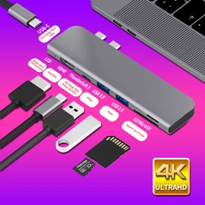 TRANSPOW Adaptateur USB 3.1 type-c vers HDMI 4K  Thunderbolt 3  avec hub 3.0 TF SD lecteur fente PD pour