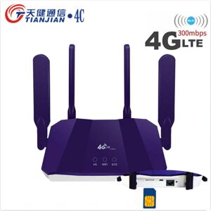 TIANJIE Routeur Wi-Fi 3G/4G 300 Mb/s  modem sans fil  avec carte SIM  pont 2 divulguer externes  pour réseau