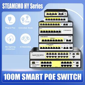 STEAMEMO ? commutateur Ethernet HY serie 4/6/8/16 ports POE SFP pour camera IP/sans fil AP/CCTV