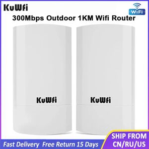 KuWfi Routeur 1KM Routeur Sans Fil 300 Mbps Extérieur & Intérieur Kit Routeur CPE Pont Sans Fil Wifi