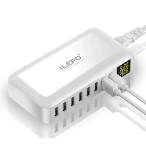 ILEPO – chargeur rapide USB 60W à 8 ports QC3.0 HUB  Station de Charge intelligente à affichage LED