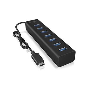 Icy Box hub1409 U3 4 voies de connexion de Hub USB (type A) avec 4 x ports USB 3.0 (type A), câble intégré (40 cm), aluminium, noir Connexion de type C 7x - Publicité