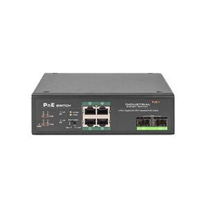 Digitus DN-651109 - Commutateur - non géré - 4 x 10/100/1000 (PoE+) + 2 x Gigabit SFP (liaison montante) - Montage sur rail DIN - PoE+ - DC power - Publicité