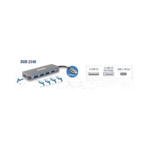 D-Link DUB-2340 - Concentrateur (hub) - 4 x SuperSpeed USB 3.0 + 1 x USB-C (alimentation électrique) - de bureau - Publicité