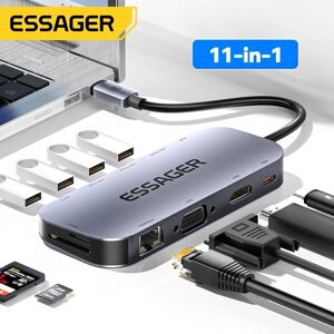 – HUB USB C 11 en 1 4K 30HZ, Station d accueil de Type C pour Macbook Air Pro, adaptateur séparateur pour ordinateurs portables, RJ45 Compatible HDMI