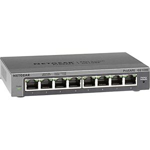 Netgear (GS108E) Switch Ethernet 8 Ports RJ45 Métal Gigabit (10/100/1000),Manageable Serie Plus Bureau ou Rackable, Métal, Silencieux , Protection ProSAFE, Garantie à Vie Parfait pour les PME et TPE - Publicité