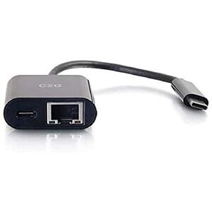 C2G USB-C Ethernet Adapter W/Power Black - Publicité