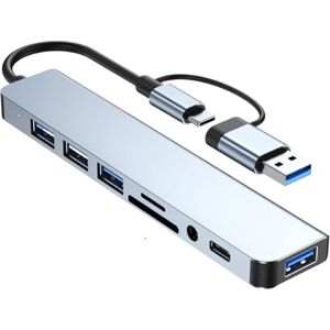 Xinlie Hub USB 3.0 2.0 US-C Hub 8 Ports Adaptateur USB C 8 en 1 Port USB Multiple pour PC avec Lecteur de Carte SD,TF,Ports Audio-élargissez Votre Ordinateur Portable,Macbook,PC,Clé USB et Plus - Publicité