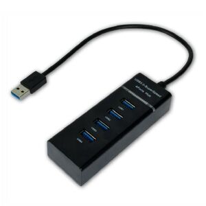 Mcl samar MCL USB3-M104B/N hub & concentrateur USB 3.2 Gen 1 (3.1 Gen 1) Type-A Noir