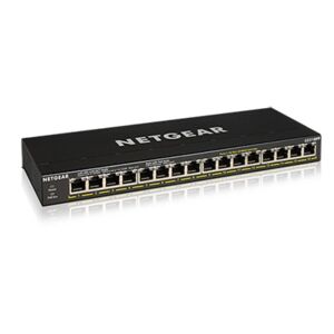 Netgear GS316PP Non-géré Gigabit Ethernet (10/100/1000) Connexion Ethernet, supportant l'alimentation via ce port (PoE) Noir