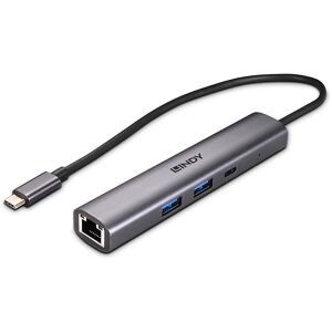 Lindy 43385 hub & concentrateur USB Type-C 10000 Mbit/s Gris