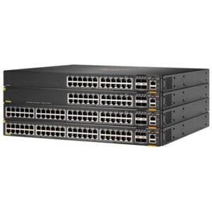 HPE Aruba 6300F - Commutateur - C3 - Géré - 48 x 10/100/1000 (PoE+) + 4 x 50 Gigabit Ethernet SFP56 - flux d'air de l'avant vers l'arrière - Montable sur rack - PoE+ - Conformité TAA - Publicité